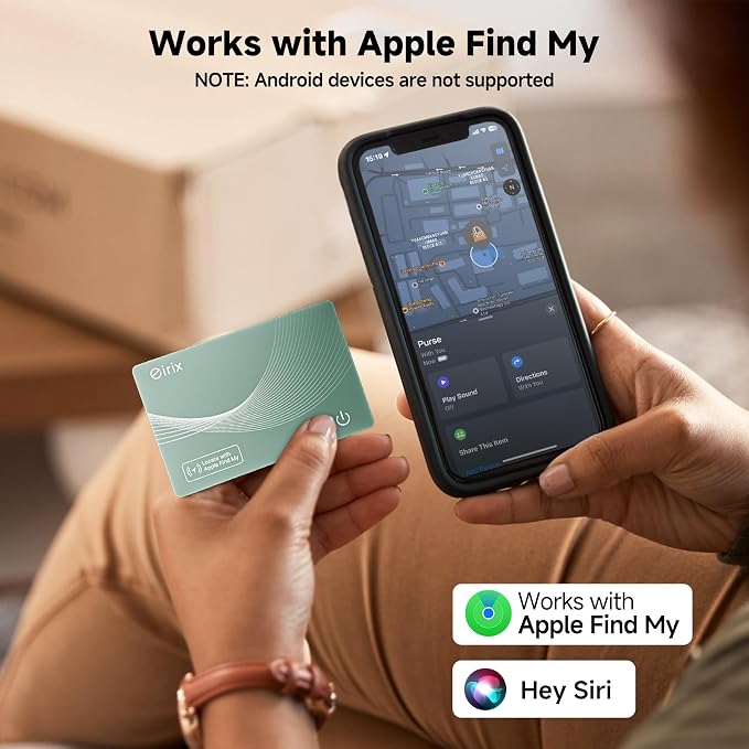 2026 [Apple MFi Certified] (iOS Only) Wallet Tracker Card, Rechargeable Thin Finder, Works with Apple Find My (iOS Only), Item Locator for Luggage Tags, Passports, Phone (Green, 1 Pack)