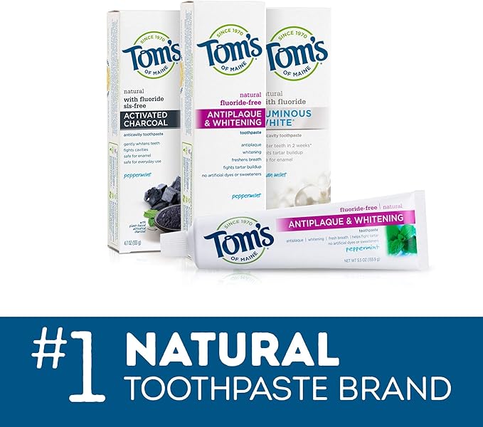 Tom's of Maine Travel Size Anticavity Fresh Mint Toothpaste, 3 oz. 6-Pack (Packaging May Vary)