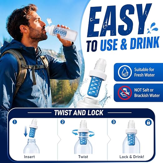 Hushee 1 Pcs Water Filter Cartridge Replacement Compatible with Katadyn BeFree Soft Bottles, 42 mm Caps, Perfect for Hiking, Running, Backpacking, Endurance Sports