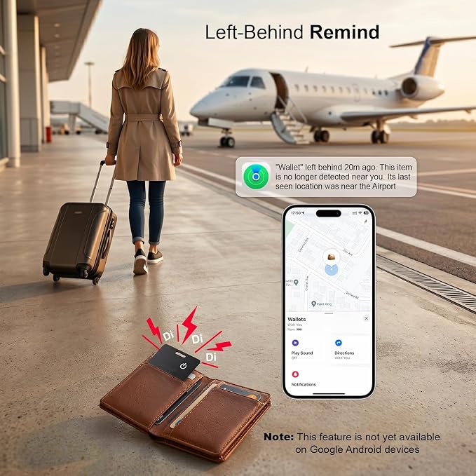 AirTag Card Pro Wallet Tracker 1.6mm for Android & iOS, Dual System Rechargeable Smart Card Work with Google Find Hub or Apple Find My APP, Item Finder Locator for Luggage/Suitcase/Bags. 2 Pack