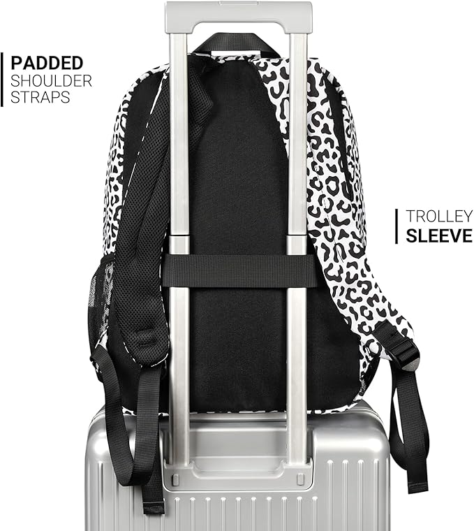 ZORFIN 26L Backpack for College, and Travel: Water Resistant Bookbag - Snow Leopard