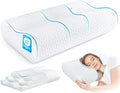 Cervical Neck Pillow King Size - Cooling Adjustable Sandwich Dynamic Memory Foam Pillows for Sleeping, Contour Pillow Ergonomic Orthopedic for Side, Back & Stomach Sleepers Soft, White