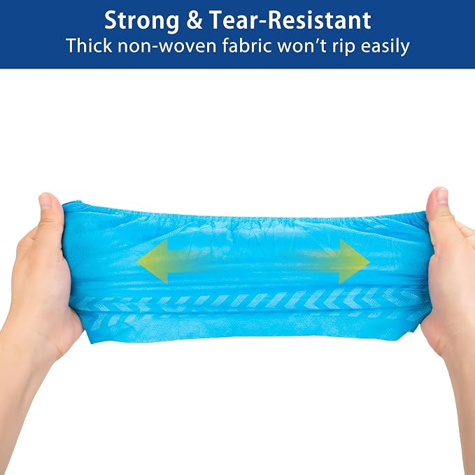 X-Large Shoe Covers Disposable [200-Pack] - Blue Non-Woven Fabric Disposable Shoe Covers for Indoors, Fits Men's Size 13 | Durable, Slip-Resistant Boot Covers | Protect Floors, Shoes & Booties