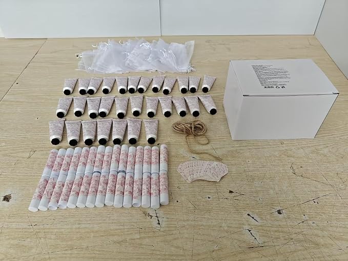 Qunclay 30 Sets Toile De Jouy Baby Shower Hand Cream and Lip Balm Gift Set Pink Chinoiserie Safari Animals Travel Size Hand Lotion Lip Balm Gifts Baby Bridal Shower Party Supplies for Guests