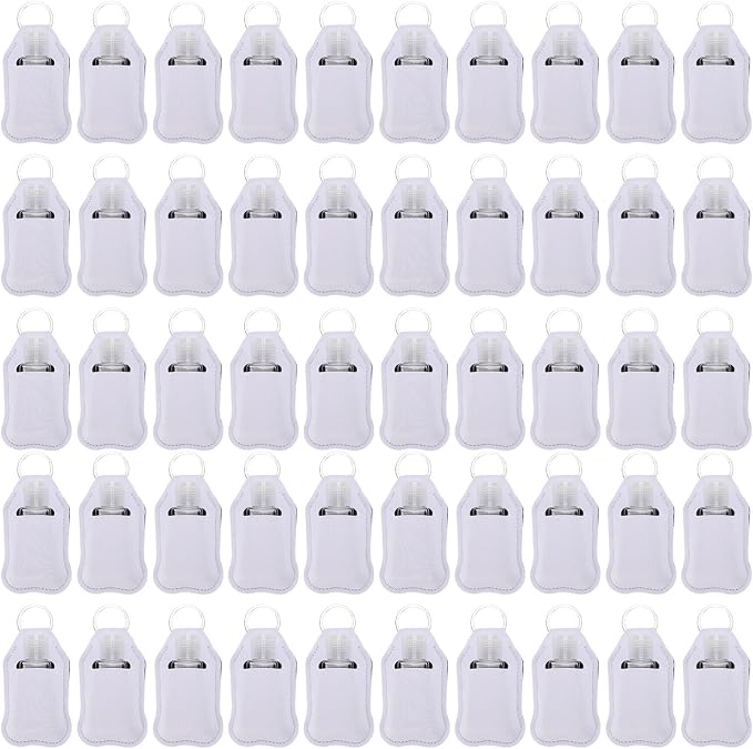 Pomya 30ml Refillable Travel Bottles | LeakProof Keychain Holders Set For Hand Sanitizer & Lotion (White)