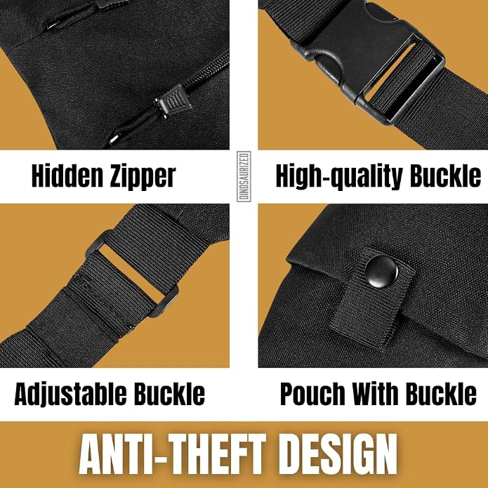 Anti-Theft Sling Bag Right Hand Cross Body Chest Bag Secure Zippers