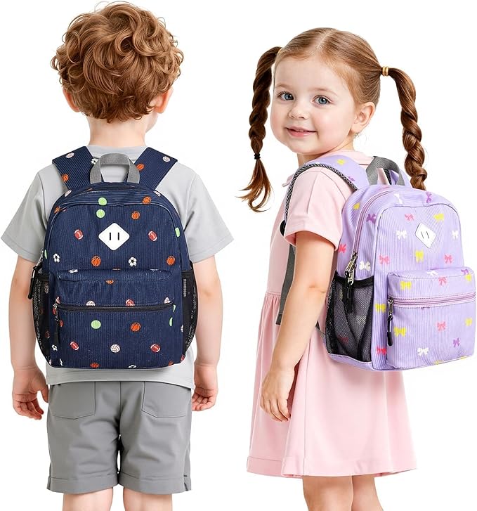 STEAMEDBUN Corduroy Toddler Backpack for Boys Girls 2-4, Kids Preschool Backpack for Kindergarten