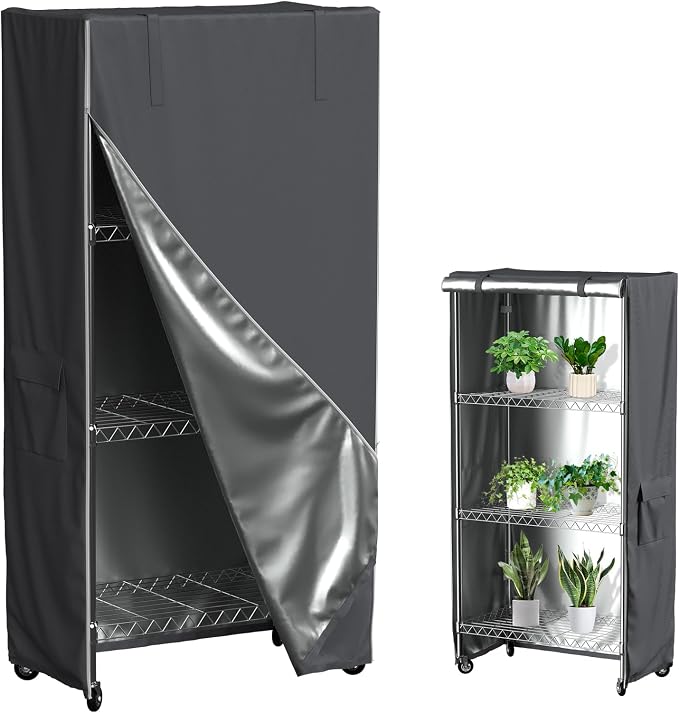 Heavy Duty 600D Wire Shelving Cover 36" x 18" x 54" - Grey Storage Rack Protector - Modern Fabric Shroud for Pantry, Laundry Room, and Basement