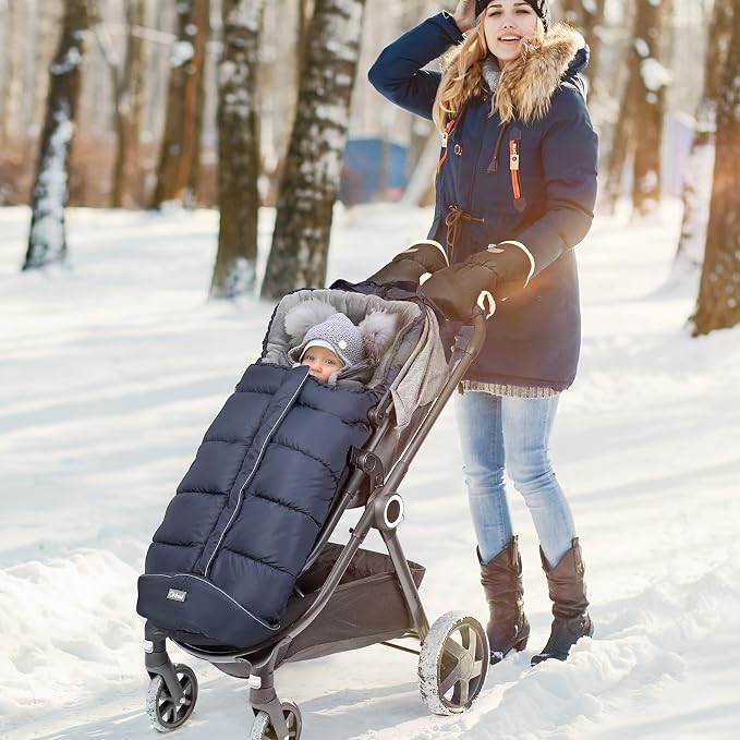 Orzbow Stroller Footmuff Universal - Weather-Proof Bunting Bag for Toddler, Warm Fleece Sleeping Bag for Cold Weather, Easily Attaches to Most Strollers, Baby Boys Girls Winter Essentials, Blue
