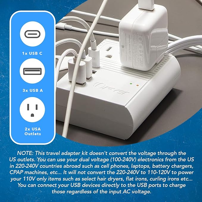 OREI Universal Travel Plug Adapter M8 Max, Compatible for Europe, Asia, China, Japan, Africa - Ideal for Smartphones, Tablets, Cameras, and More