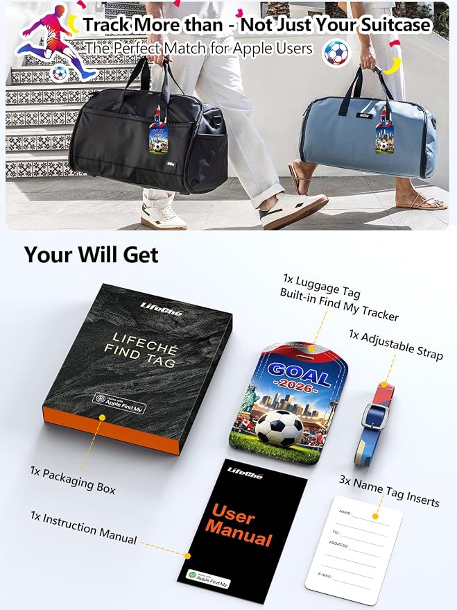 Luggage Tags Built-in Anti-Loss Tracker, Luxury Leather Luggage Tags for Suitcase, Travel Bags, Backpacks, Travel Organizer for Lost Baggage Prevention (Landmark)