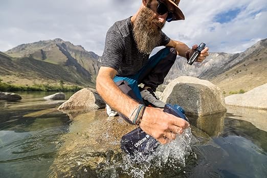 LifeStraw Peak Series — Collapsible Squeeze Bottle Water Filter System BPA Free - 650 ml for Trail Running, Camping, Hiking, Travel, Cycling, and Fishing; Dark Mountain Gray