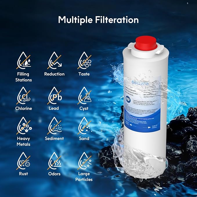 BELVITA Filters Compatible with Elkay® EWF3000 and Ezh20 Bottle Filling Station, Water Filter Replacement for ERF750, 51299C, 55898C (No Chip) 3000 Gallons, 1 Pack