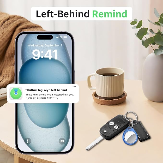 Air Tracker Tags-4 Pack Blue, 5.3 Bluetooth Tracker Work with Apple Find My (iOS Only), 100dB Sound, Smart Tag with Keychain/Lanyard, Item Finder for Luggage/Key/Suitcase, Replaceable Battery.