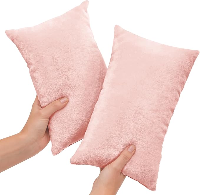 2 Pack Tiny Travel Pillows, 7"x11" Memory Foam Mini Neck Pillow for Travel and Airplane, Soft Machine Washable Small Pillows for Neck, Knee, Lumbar Support, Small Cushionfor Pet, Dogs (Pink)