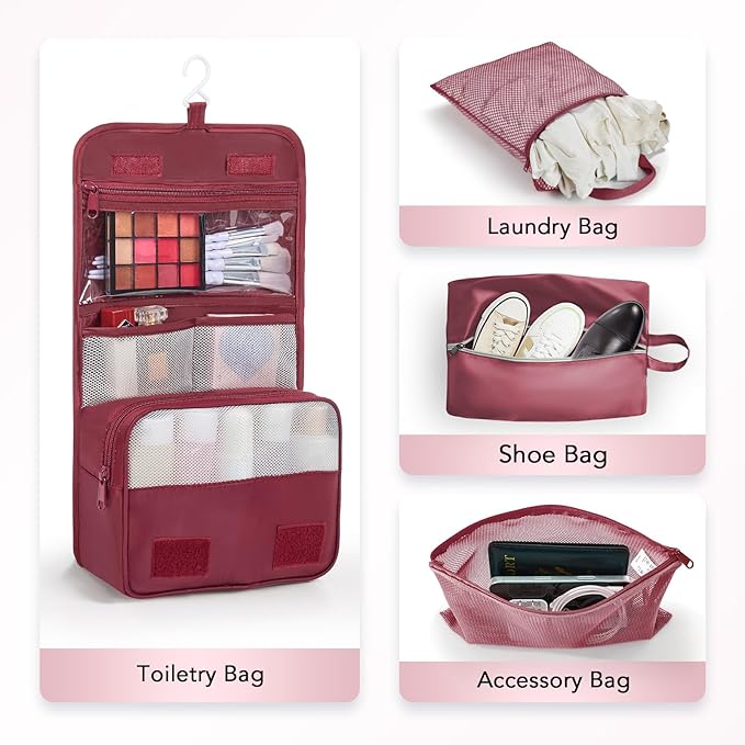 10 Set Compression Packing Cubes for Travel Essentials,Compressible Expandable Packing Cubes for Suitcase,OlarHike Luggage Garment Bags for Travel,Handy Helper for Organizing Clothes(Wine Red)
