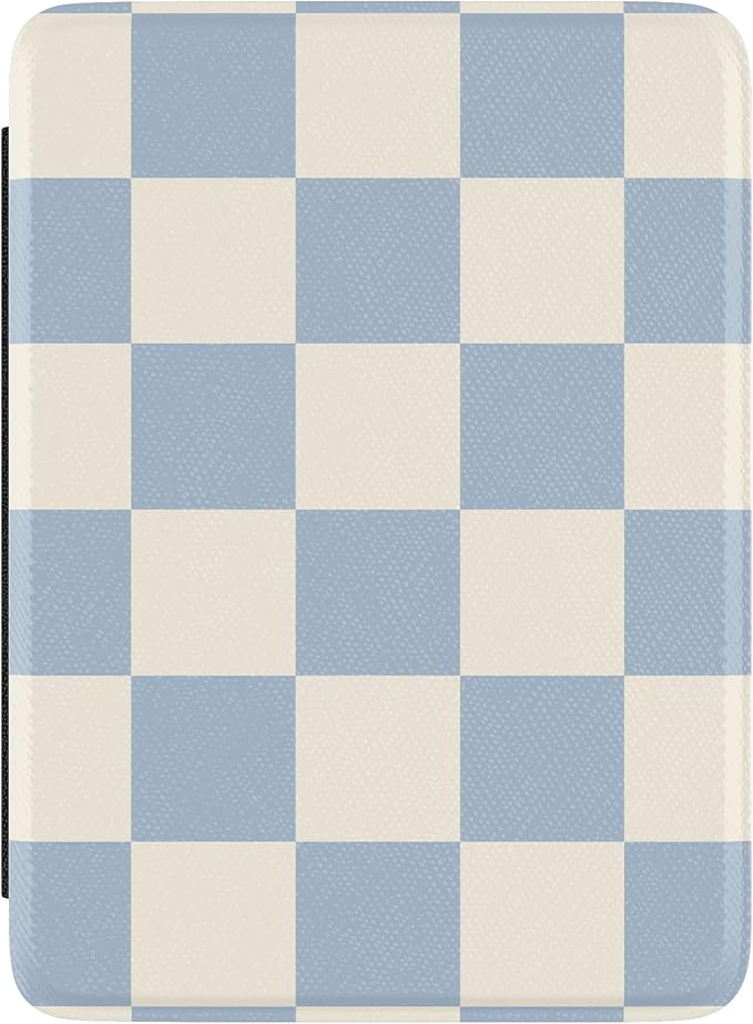 Casely Kindle Case | Fit Check | Light Blue Checkerboard | 7” Kindle Colorsoft and 7” Kindle Paperwhite (12th Gen)