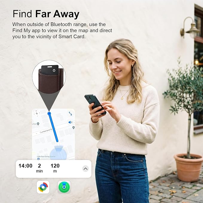 AirTag Card Pro Wallet Tracker 1.6mm for Android & iOS, Dual System Rechargeable Smart Card Work with Google Find Hub or Apple Find My APP, Item Finder Locator for Luggage/Suitcase/Bags. 2 Pack