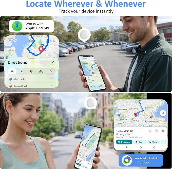 Smart Tracker Tags –Bluetooth Item Finder for iOS & Android | Works with Apple Find My & Android Find My Device, Luggage Tracker for Keys, Wallet, Backpack & Suitcase, Anti-Lost Tag (1, White)