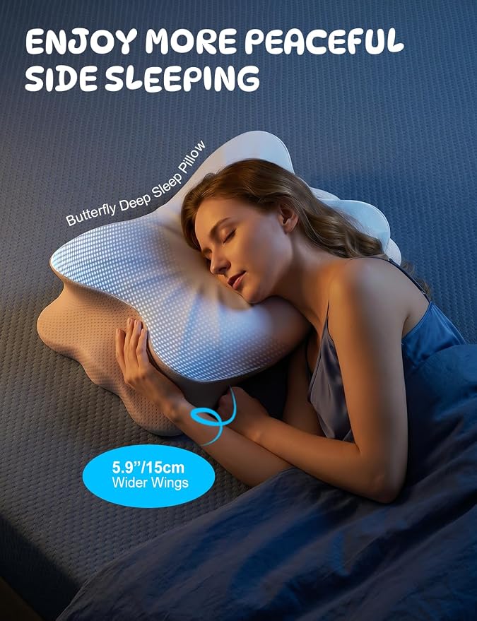 Cooling Cervical Neck Pillow for Pain Relief, Ergonomic Mellow Sleep Pillow for Neck Support | Adjustable | Memory Foam | Odorless Orthopedic Bed Pillow for Side Back Stomach Sleepers - Gift for Mom