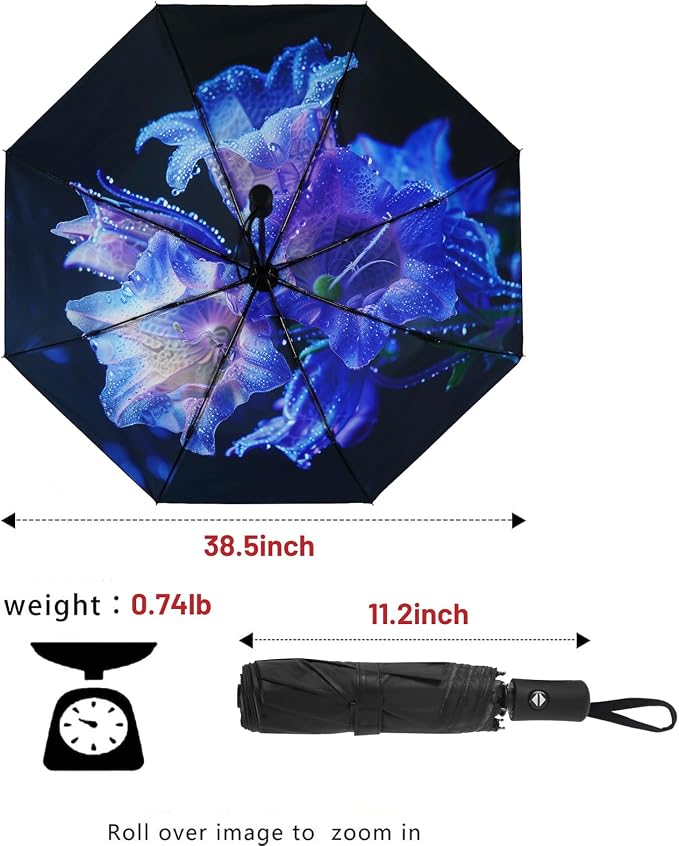 SY COMPACT Travel Umbrella - Windproof Automatic Compact Umbrella for Rain, Lightest 8-Rib, Small, Strong & Portable, Durable Grip, Fits Backpack & Car, Factory Direct (UV Available)