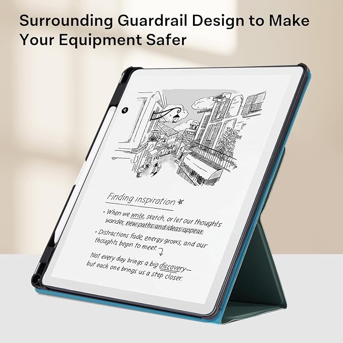 CoBak Case for 11" Kindle Scribe 3rd Generation 2025, Kindle Scribe Colorsoft with Two Viewing Angles - All New PU Leather Cover with Auto Sleep Wake, Pen Holder. Pine Green