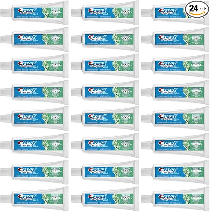 Crest Complete Whitening Scope Minty Toothpaste, Travel Size 0.85 Oz, (24g) - Pack of 24