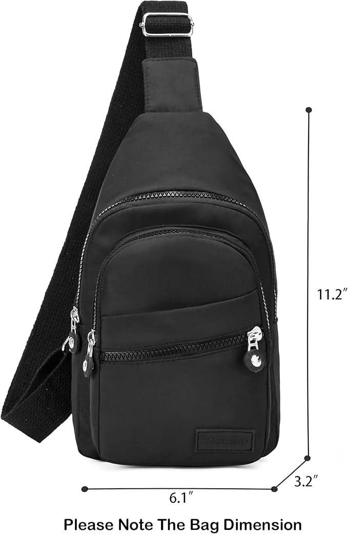 Banelu Small Sling Backpack Crossbody Sling Bag for Women Men, Chest Bag Daypack Fanny Pack Cross Body Bag for Outdoors Hiking Traveling - Black