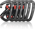 UIAA Certified 25KN Carabiner Heavy Duty, Auto Locking Carabiners Clips, 6PCS Black Carabiner for Swing, pet Traction,3.93 Inch D Shaped, Large Size