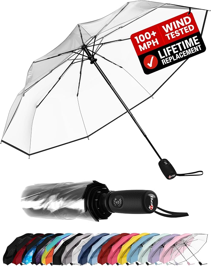 Repel Windproof Travel Umbrella - Compact & Withstands Winds up to 100MPH , Strongest Premium Auto Folding Umbrella for Rain and Sun - Durable, Light & Portable for Women & Men , Fits Backpack & Cars