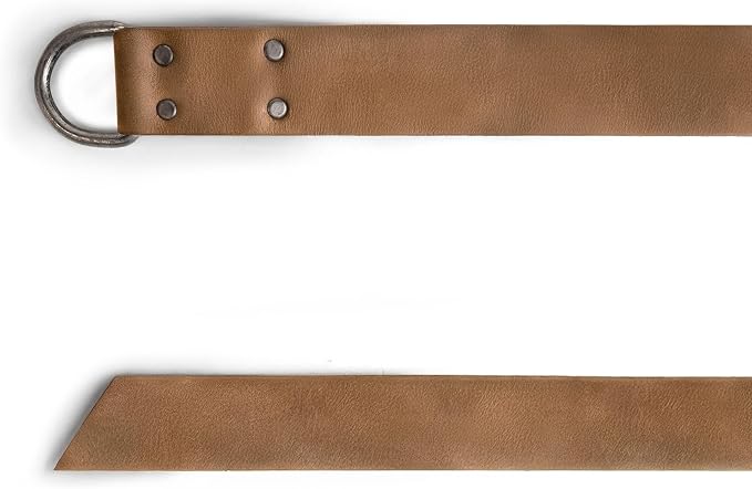 Hide & Play, Leather Medieval Belt with Half Ring Closure, Renaissance Style, Adjustable Strap for Viking Cosplay, Handmade