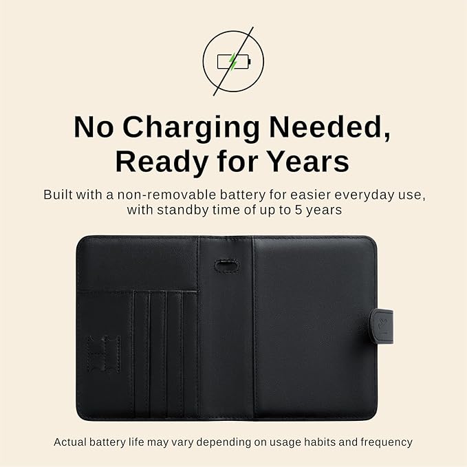 Reyke Passport Holder for Travel with Built-in Tracker, Works with Apple Find My (iOS Only), No Charging Required, Up to 5 Years Battery Life, RFID Blocking Passport Cover Wallet for Men &Women