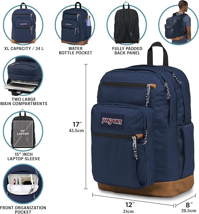 JanSport Cool Backpack with 15-inch Laptop Sleeve, Large Computer Bag Rucksack with 2 Compartments, Ergonomic Straps, Faded Sage