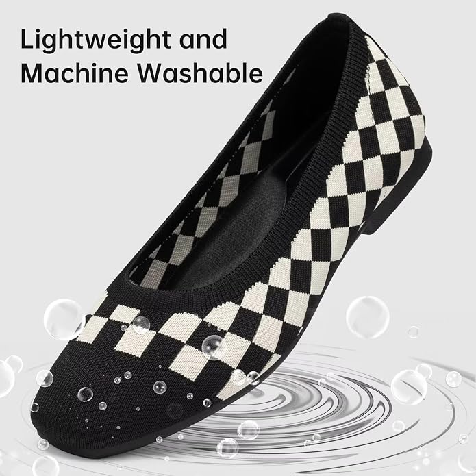Frank Mully Women's Flats Square Toe Flats Comfortable Slip on Washable Ballet Flats Shoes for Women Dressy Work