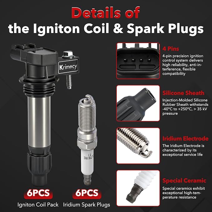 UF569 Ignition Coil Packs and Iridium Spark Plugs Fit for Cadillac ATS XTS CTS SRX STS/Chevy Impala Equinox Malibu Traverse Camaro/Buick Allure Enclave/GMC Canyon Acadia Terrain/Saturn/Suzuki