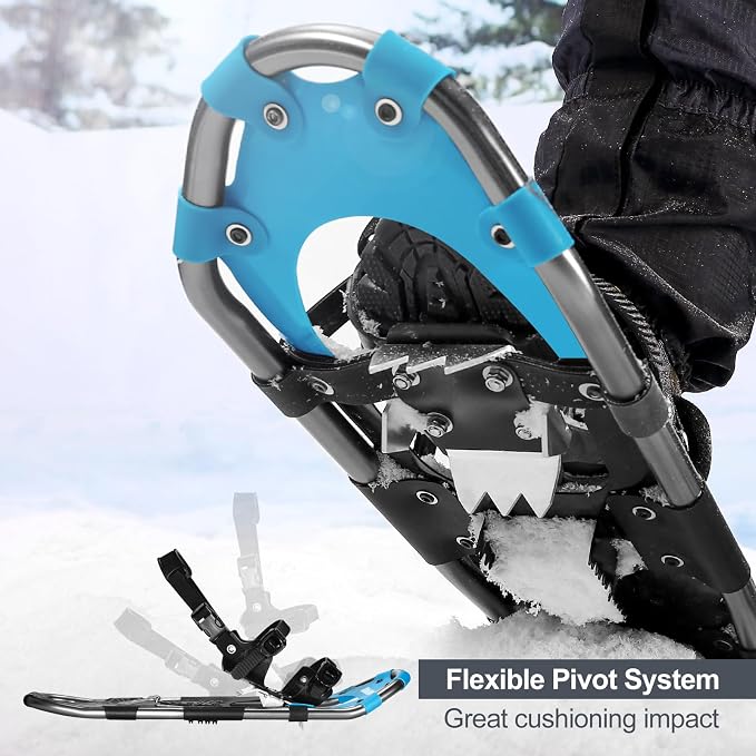 Odoland 21/25/30 Inch Snowshoes with Trekking Poles for Men Women Youth, Waterproof Snow Leg Gaiters and Carrying Bag, Lightweight Aluminum, Heel Lift, Snow Shoes Easy to Wear