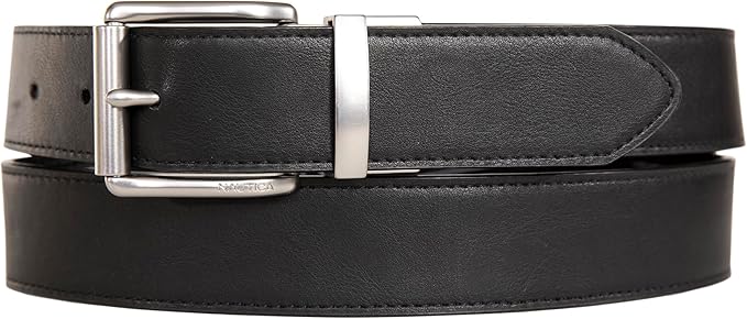 Nautica Men's Reversible Leather Belt | 2-in-1 | Classic | Everyday | Business | Work | Dress | Casual | Metal Buckle