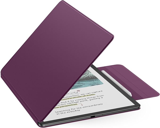 MoKo Magnetic Case for All-New 11" Kindle Scribe 2025(3rd Generation) & Kindle Scribe Colorsoft 2025(1st Generation) - Slim Folio Premium PU Leather Cover with Pen Clasp & Auto Sleep Wake, Dark Purple