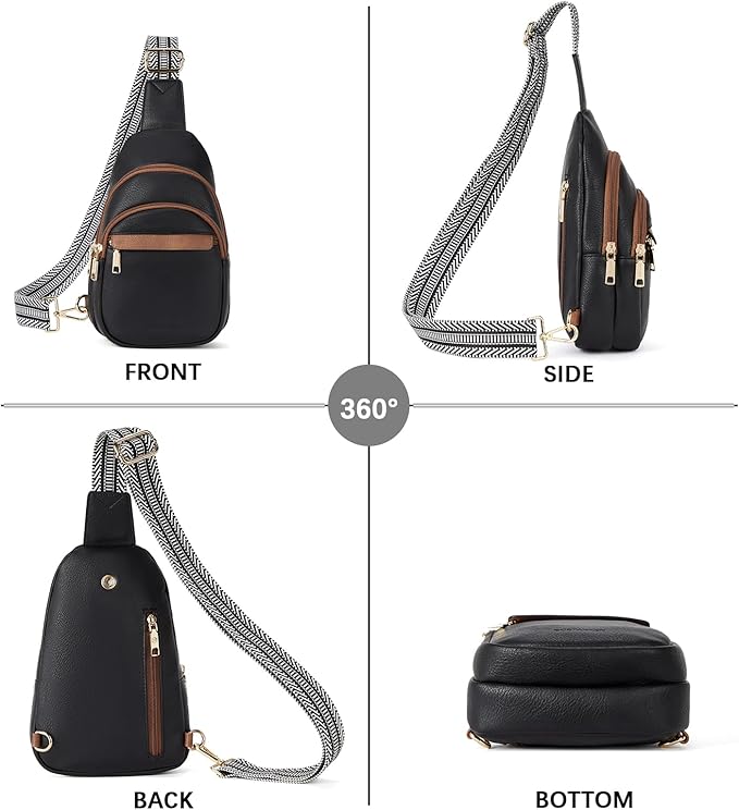BOSTANTEN Sling Bag for Women Leather Crossbody Bags Fanny Pack Chest Bag for Travel