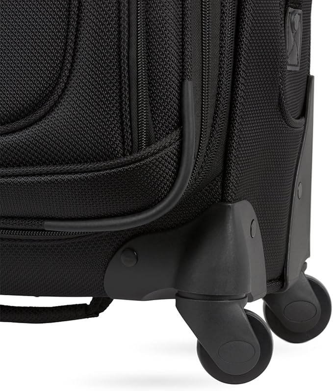 SWISSGEAR Sion Softside Expandable Spinner Luggage Durable Lightweight Travel Suitcase, Black, 2-Piece Set (21/29)