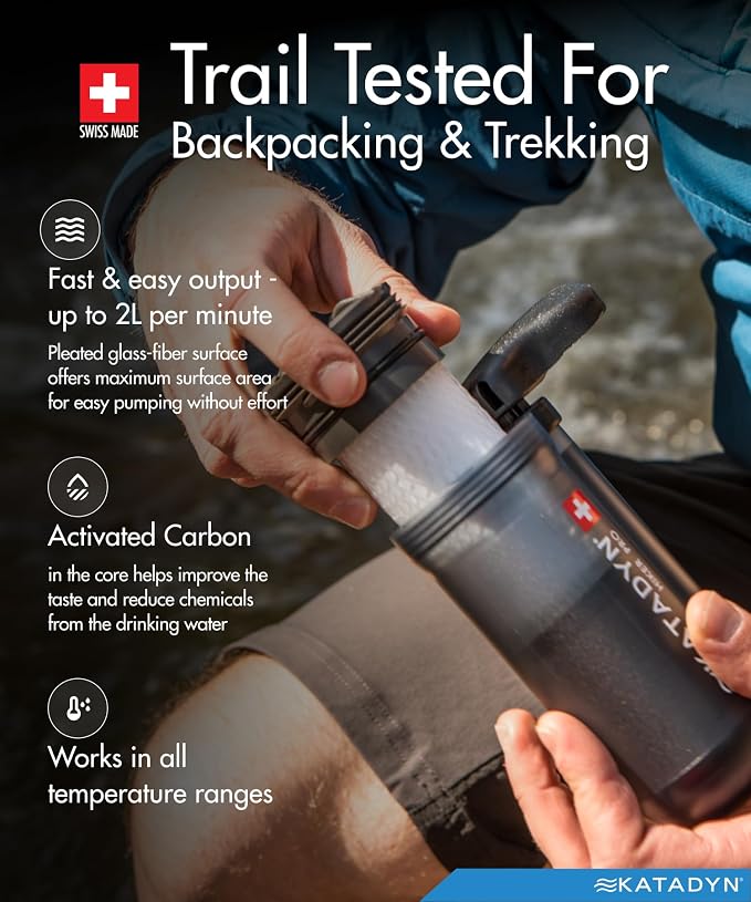 Katadyn Hiker Pro Replacement Cartridge with Field Maintenance Kit, Glass Fiber Microfilter Element for Hiker and Hiker Pro Water Filters, Backpacking Hand Pump Filter Cartridge | Glass Fiber Microfilter Element for Hiker and Hiker Pro Water Filters, B...