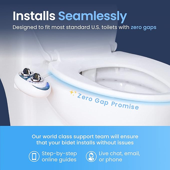 LUXE Bidet NEO 185 - Dual Nozzle, Self-Cleaning, Non-Electric Bidet Attachment for Toilet Seat, Adjustable Water Pressure, Rear & Feminine Wash (Blue)