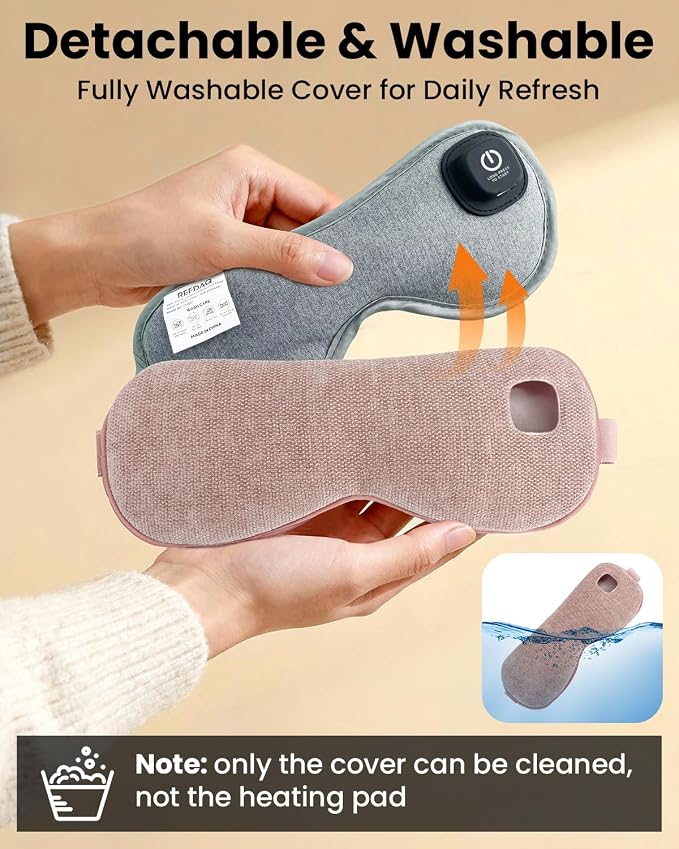 Cordless Heated Eye Mask with 1500mAh Large Battery, 4 Heat Levels & 100% Blackout for Dry Eyes Relief, Fast Heating Eye Heating Pad with 2 Washable Covers for Sleep, Travel, MGD, Blepharitis
