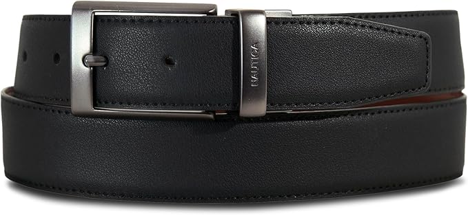 Nautica Men's Reversible Leather Belt | 2-in-1 | Classic | Everyday | Business | Work | Dress | Casual | Metal Buckle
