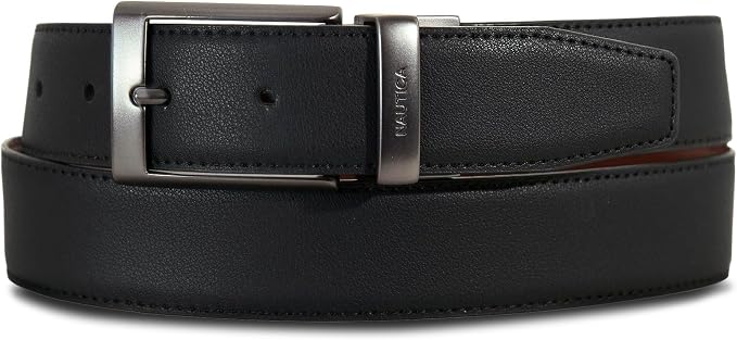 Nautica Men's Reversible Leather Belt | 2-in-1 | Classic | Everyday | Business | Work | Dress | Casual | Metal Buckle