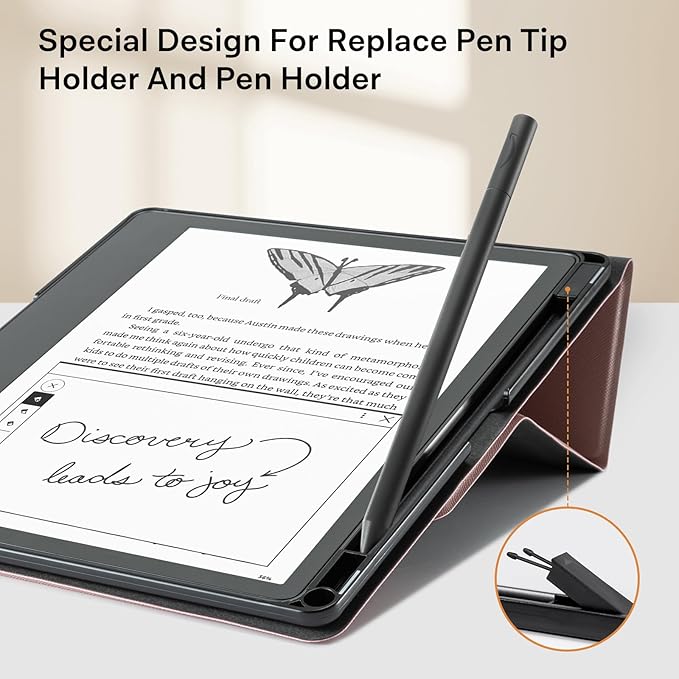 CoBak Case for Tablet Reader - All New PU Leather Cover with Auto Sleep Wake Feature for Tablet Reader 10.2" 2022 & 2024 Released with Pen Holder (not Compatible with Remarkable),Z-Rosegold