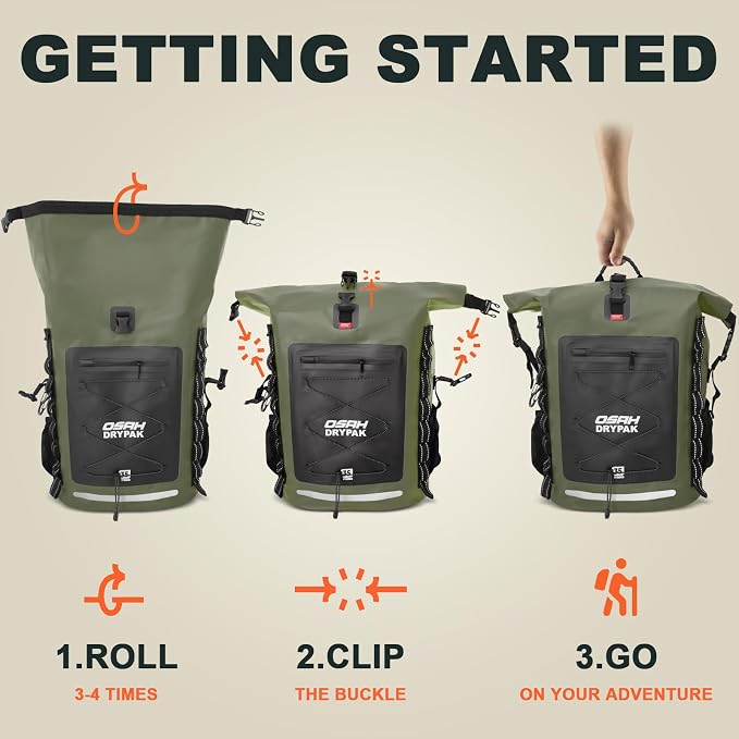 OSAH DRYPAK Waterproof Backpack Dry Bag 35L/55L/85L – Heavy Duty Roll-Top Hiking Backpack for Travel, Kayaking, Boating, Camping, Rafting and Fishing