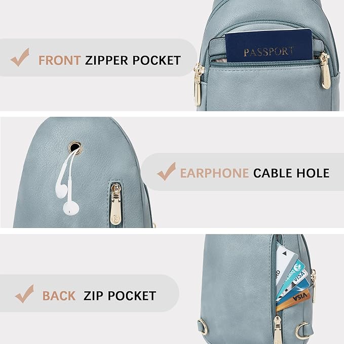 BOSTANTEN Sling Bag for Women Leather Crossbody Bags Fanny Pack Chest Bag for Travel