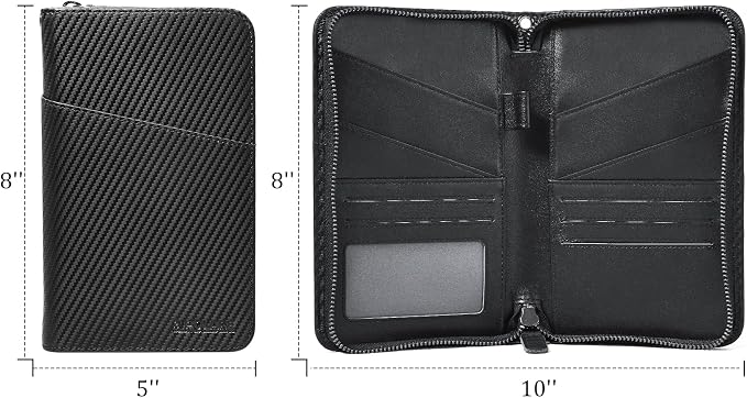 Polare Full Grain Leather Passport Holder Cover Case for Men and Women RFID Blocking Family Travel Wallet Holds 6 Passports
