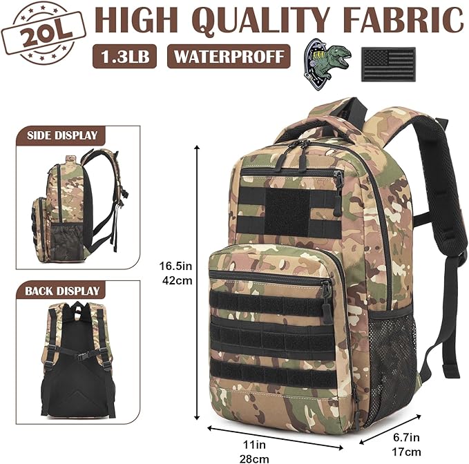 Kids Tactical Backpack Army Molle Bookbag Military Boys Backpack for School, Outdoor, Camping, CM